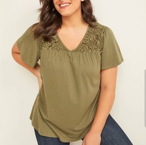 Lane Bryant Embroidered-Yoke Swing Tee